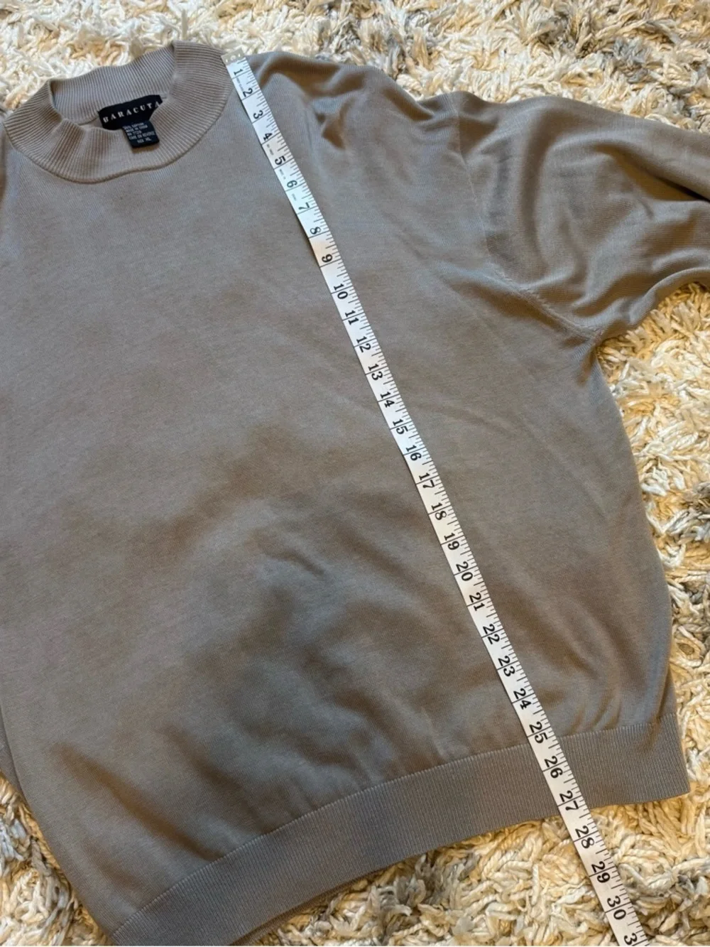 Baracuta | Men’s mock neck Silk Blend sweater in a light grey Size XLarge